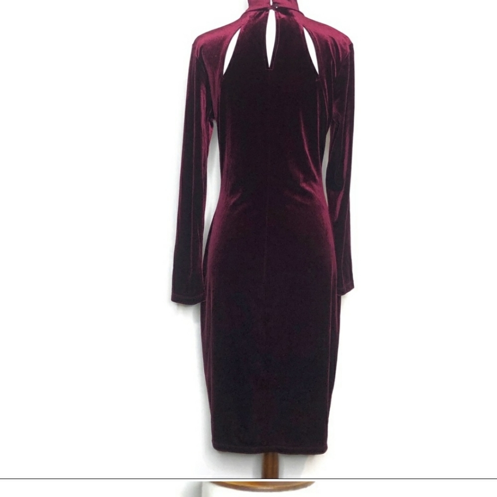 Burgundy velvet cut out dress